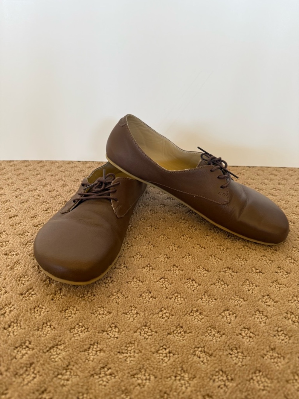 Brown Leather Lace-Up Casual Shoes